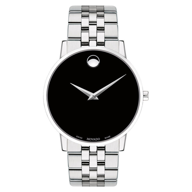 Movado Stainless Steel Black Dial Swiss Men's Watch - 607199