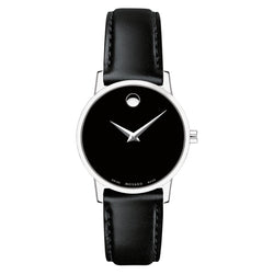 Movado Black Calfskin Black Dial Swiss Women's Watch - 607274