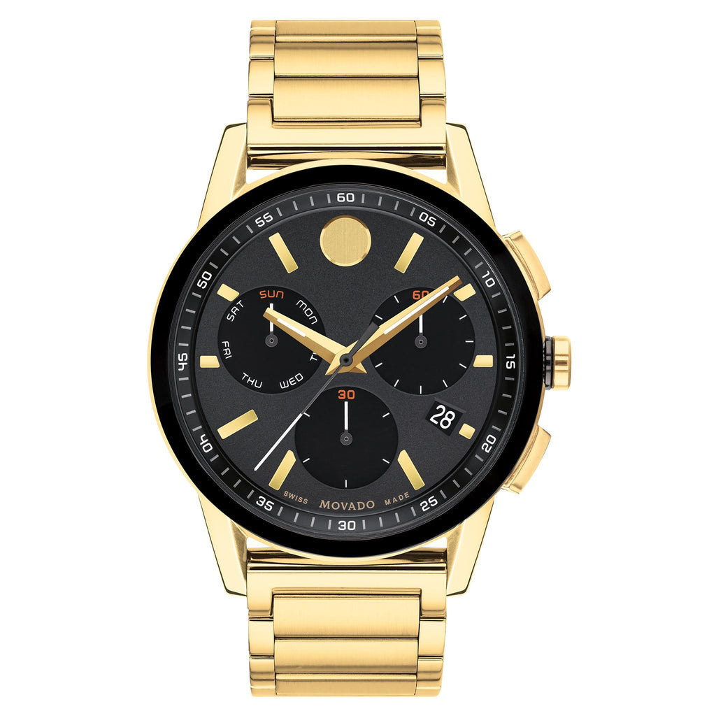 Movado Yellow Pvd Black Dial Chronograph Men s Swiss Made Watch 6078 MGDL Distribution