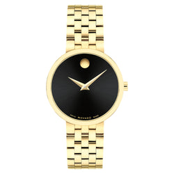 Movado Yellow Pvd Black Dial Swiss Women's Watch - 607847