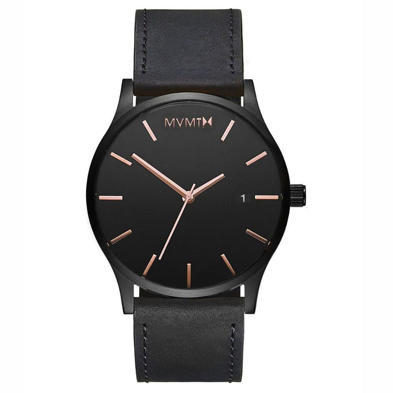 MVMT Classic Black Leather Men's Watch - DMM01BBRGL