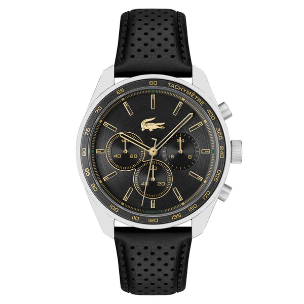 Lacoste Black Leather Chronograph Men's Watch - 2011379