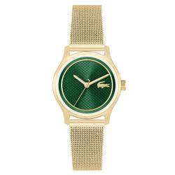Lacoste Gold Steel Mesh Green Dial Women's Watch - 2001389