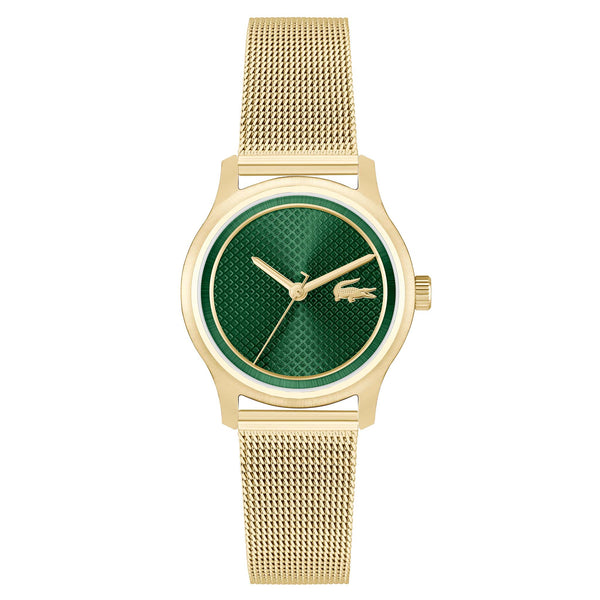 Lacoste Gold Steel Mesh Green Dial Women's Watch - 2001389