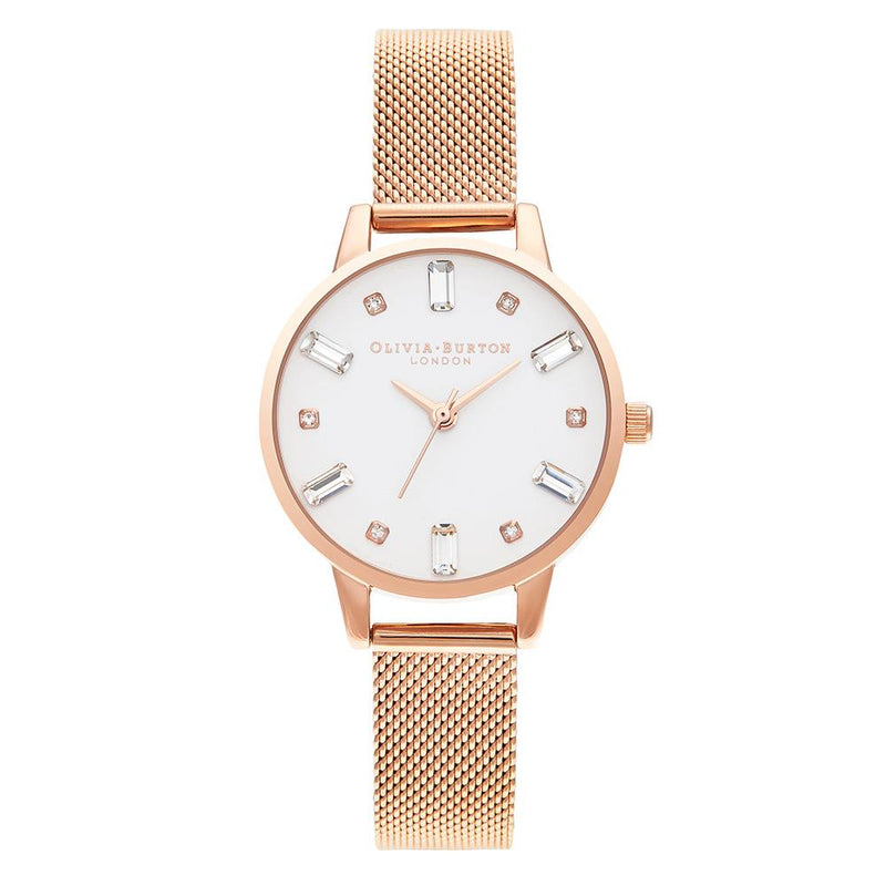 Olivia Burton Bejewelled Rose Gold Mesh Ladies Basic Watch - OB16BJ02
