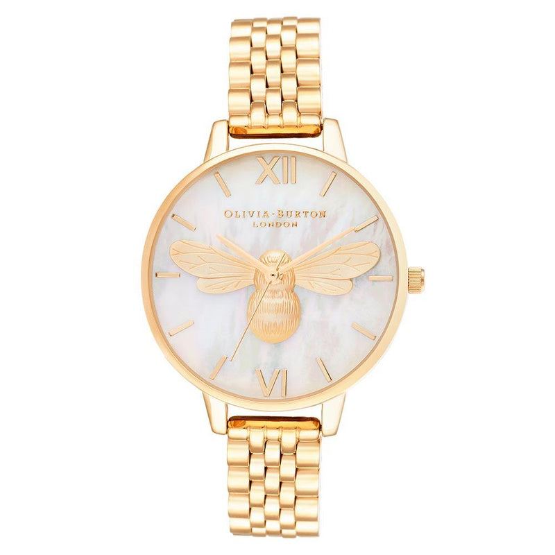 Olivia Burton Lucky Bee Gold Steel Women's Watch - OB16FB18