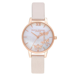 Olivia Burton Dancing Dragonfly Blush Faux MOP Dial, Pearl Pink & Rose Gold Ladies Watch - OB16GB01