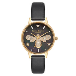 Olivia Burton Sparkle Bee Black & Gold Women's Watch - OB16GB08