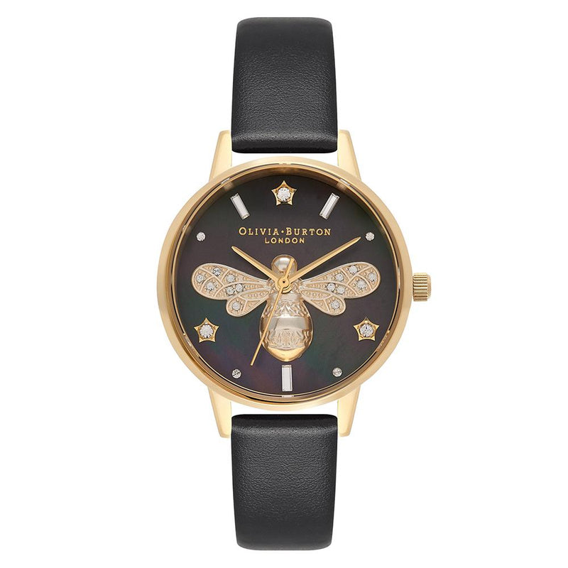 Olivia Burton Sparkle Bee Black & Gold Women's Watch - OB16GB08