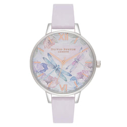 Olivia Burton Dragonfly Thin Case Silver & Parma Violet Women's Watch - OB16PP78