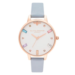 Olivia Burton Rainbow Bee Chalk Blue Leather Ladies Watch - OB16RB12