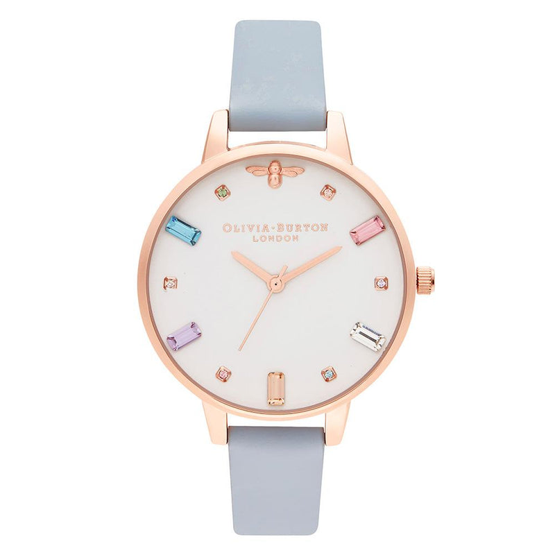 Olivia Burton Rainbow Bee Chalk Blue Leather Ladies Watch - OB16RB12