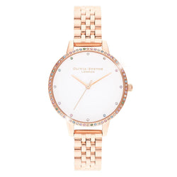 Olivia Burton Rainbow Bezel & Rose Gold Bracelet Ladies Watch - OB16RB21