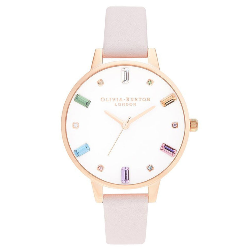 Olivia Burton Rainbow Blossom Leather White Dial Women's Watch - OB16RB22