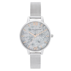 Olivia Burton Terrazzo Floral Silver Mesh Ladies Watch - OB16TZ06