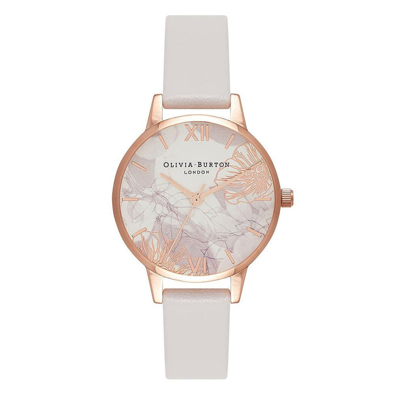 Olivia Burton Abstract Florals Blush Leather Ladies Watch - OB16VM12