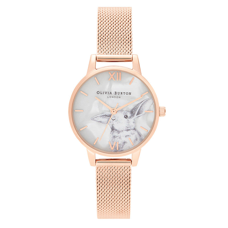 Olivia Burton Winter Wonderland Rose Gold Mesh Ladies Watch - OB16WL85