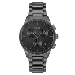 Hugo Boss Grey Steel Black Dial Men's Chronograph Watch - 1513929