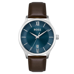 Hugo Boss Brown Leather Blue Dial Men's Watch - 1513955