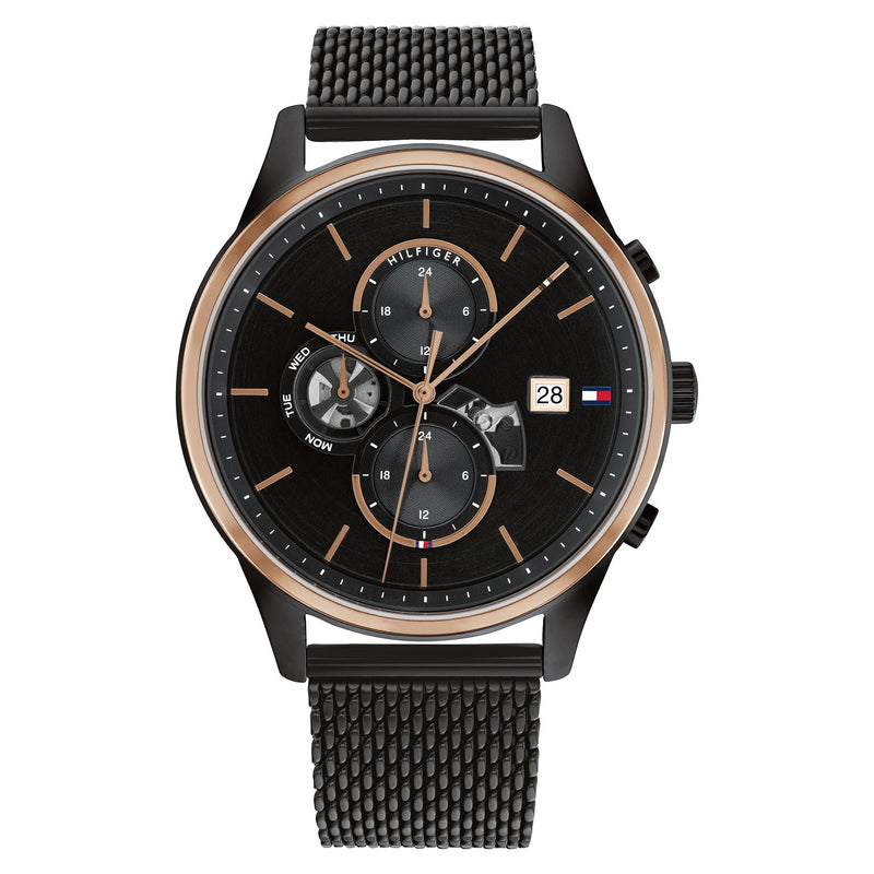 Tommy Hilfiger Black Mesh Multi-function Men's Watch - 1710505