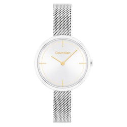 Calvin Klein Steel Mesh Silver White Dial Women's Watch - 25200184
