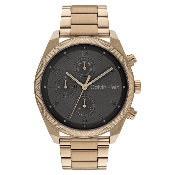 Calvin Klein Beige Gold Steel Cool Grey Dial Multi-function Men's Watch - 25200357
